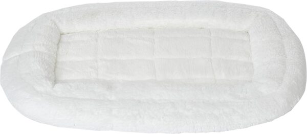 MidWest Homes for Pets Bolster Dog Bed 60.9 cm (24-Inch) Long Fleece Dog or Cat Bed w/Comfortable Bolster; Ideal for "Small" Dog Breeds & Fits Most 60.9 cm Crates; Machine Wash & Dry; White; 40324-FS