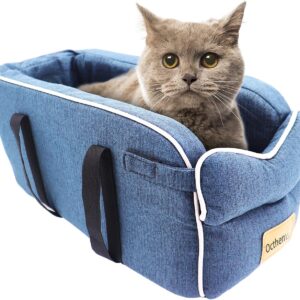 MoYouno Dog Car Seat for Cat and Small Dog, Portable Travel Bag, Pet Travel Carrier Hammock Travel Bed Suitable for most car luxury interactive pet seats (cat/Dog Booster Seats blue)