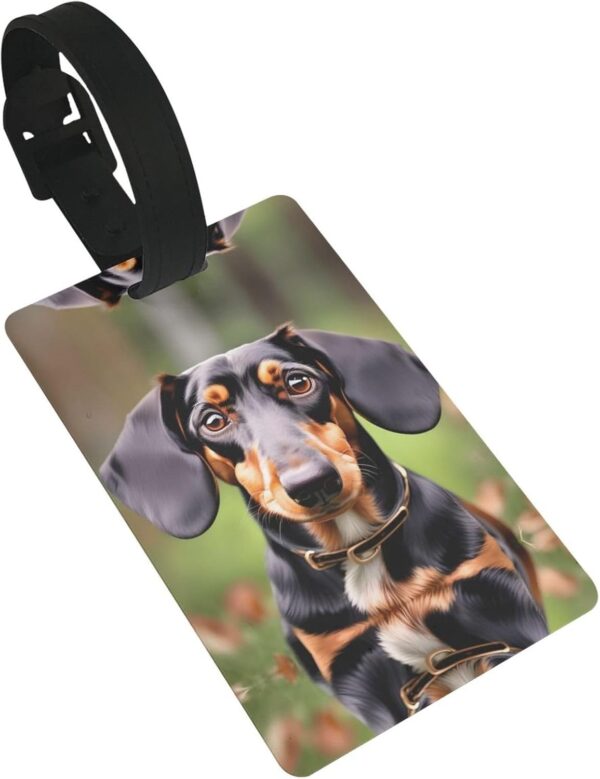 Mqgmz Dachshund Weiner Pet Dogs Print Suitcase Tag Luggage Tags Labels,Instrument Leather Bag Case Tags Travel Accessories