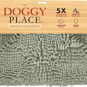 My Doggy Place Dog Towel - Super Absorbent Microfiber Towel with Hand Pockets - Dog Bathing Supplies - Quick Dry Shammy Towel - Washer and Dryer Safe - Sage Green - 30 x 12.5 in