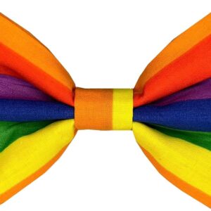 New Dogs Bow Tie Rainbow Lgbt Stripes Elastic Band attach COLLAR ACCESSORY Handmade UK (Small)