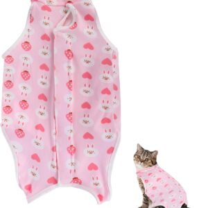 NiCola Cat Professional Recovery Suit for Abdominal Wounds or Skin Diseases, E-Collar Alternative for Cats, After Surgery Wear, Kittens Physiological Clothes (Pink, L)