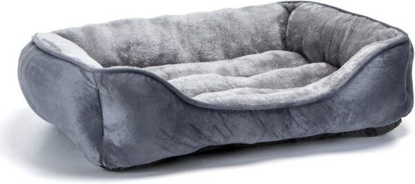 Nobleza Dog Bed Medium, Super Soft Dog Beds Medium Washable, Warm Plush Puppy Bed for Cats and Small Medium Dogs, Rectangle Grey Pet Sofa Bed with Anti-Slip Bottom, 67x57x18cm