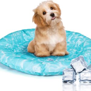 Nobleza Dog Cooling Mat Cat Self Cooling Bed with Safe Gel, Round Bed Mattress Indoor Cat Bed Oxford Fabric Great for Small Dogs Cats Puppy in Hot Summer 62x62cm.