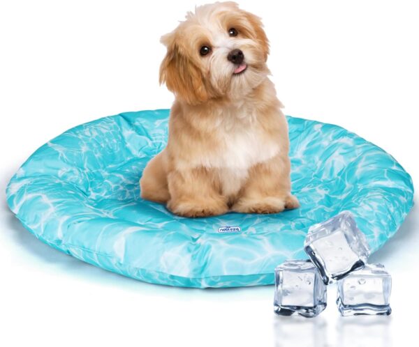 Nobleza Dog Cooling Mat Cat Self Cooling Bed with Safe Gel, Round Bed Mattress Indoor Cat Bed Oxford Fabric Great for Small Dogs Cats Puppy in Hot Summer 62x62cm.