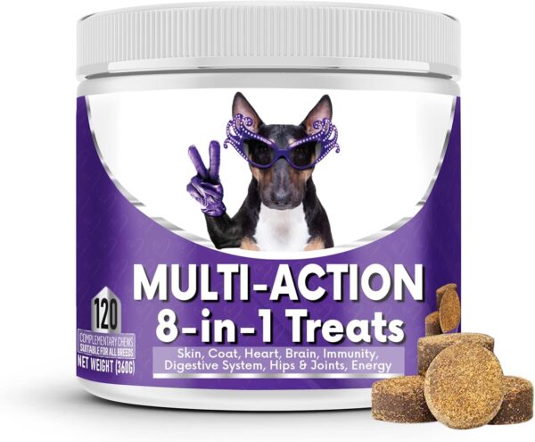 NutriPaw 8-in-1 Multi-Vitamin Treats For Dogs - Brain, Heart, Skin, Coat, Immunity, Digestion, Joints & Energy - Perfect for Small, Medium and Large Dogs