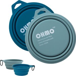 OHMO Collapsible Dog Bowl, (2 Pack 400ml) Premium Silicone Pet Water Bowls for Cats & Dogs, Portable Dog Travel Bowls Foldable for Outdoor Camping Hiking