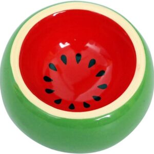 OMEM Hamster Food Bowl Ceramic Prevent being Tipped over Small Animal Water Dish for Guinea Pig Rodent Gerbil Cavy Hedgehog Feeding Bowl (Watermelon)