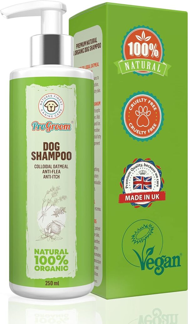 Oatmeal Dog Shampoo Natural and Organic - Shampoo (Flea) Treatment and Itchy Skin Relief Formula - Grooming Puppy Sensitive Shampoo and Conditioner for Smelly Dogs