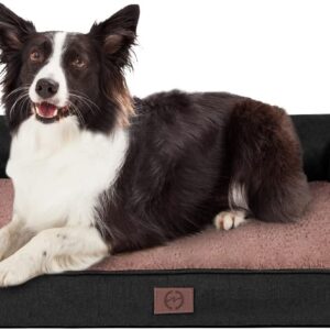 Orthopedic Memory Foam Dog Bed for Medium, Large and Extra Large Dogs, Bolster Dog Bed Waterproof Dog Beds with Removable Washable Cover Waterproof Lining and Anti-Slip Bottom