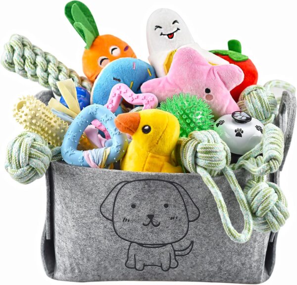 Ousiya 24 PACK Puppy Toys Set, Small Dog Toys Puppy Teething Toys with A Storage Box, Puppy Rope Toy Puppy Chew Toy Dog Toys for Small and Medium Dogs Playing and Training