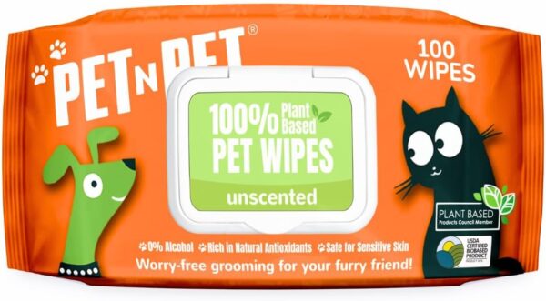 PET N PET Dog Wipes Thick 100% Plant Based Pet Wipes Dog & Cat Wipes, 100 Hypoallergenic Dog Wipes For Smelly Dogs, Puppy Wipes Premium Grooming Wipes For Cleaning Ear, Eye, Paw & Bums