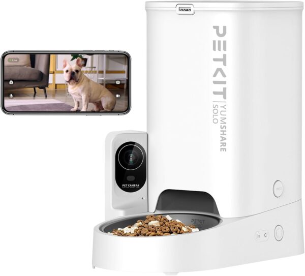 PETKIT Automatic Cat Feeder with Camera, 1080P HD Video with Night Vision, 2-Way Audio, 3L Auto Cat Feeder with Battery-Backup, Low Food & Blockage Sensor, App Control Cat Food Dispenser