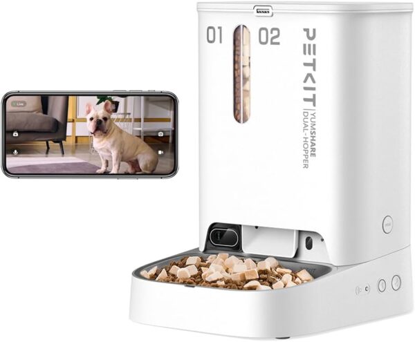 PETKIT Automatic Cat Feeder with Camera,1080P HD Video with Night Vision, 5L Auto Pet Feeder for Cat Dog, 2-Way Audio, Battery-Backup, Low Food & Motion Sensor, WiFi Enabled Cat Food Dispenser