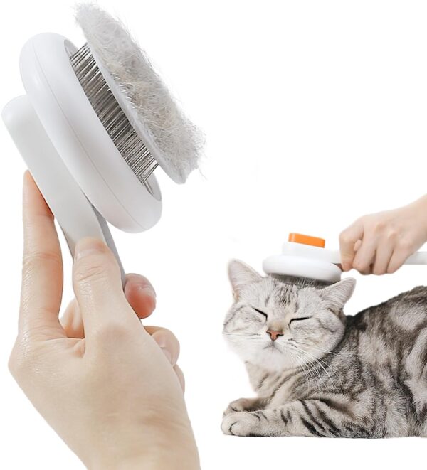 PETKIT Cat Brush with Release Button, Cat Grooming Brush for Long or Short Haired Cats, Cat Hair Brush for Shedding Cat Comb for Pets Kitten Rabbit Removing Loose Fur and Massage