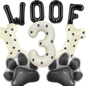 PIXHOTUL Dog Balloons - Dog Birthday Party Supplies, Paw and Bone Foil Balloons, WOOF Letter Number 3 Foil Balloons for Pet-Themed Parties Dog Themed Birthday Party Supplies