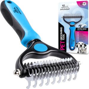 Pat Your Pet Cat & Dog Brush - Double Sided Undercoat Rake - Grooming and Deshedding Tool for Dogs and Cats with Medium or Long Hair