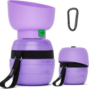 Pecute Dog Water Bottle 350ml, Portable Puppy Drinking Bottles Leak Proof Pet Travel Bottle, Lightweight Water Dispenser Bowl for Outdoor Walks Trips Hikes Travels, Purple