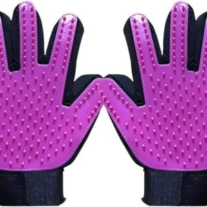 Pet Grooming Gloves | Premium De-shedding Mitts for Easy Grooming with 260 Tips | Pet Mitt For Dogs, Cats & Horses with Long/Short/Curly Hair Purple