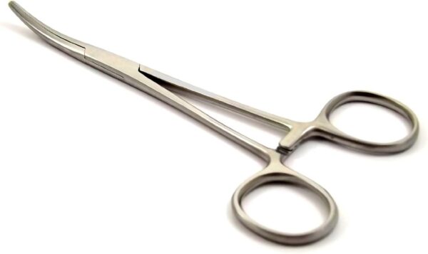 Pet Grooming Hemostat Dog, Cat,Small Pet Ear Hair Puller Locking Forceps, Mirror Polished, Curved,5.5''