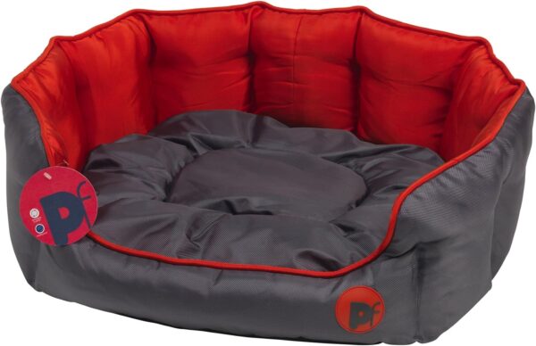 Petface Waterproof Oxford Puppy Luxury Oval Dog Bed, Red, Medium