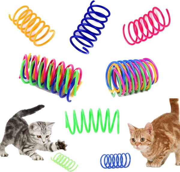 Petnice 12 Pcs Cat Colorful Springs Toys, Cat Creative Toys for Kittens, BPA Free Durable Heavy Plastic Interactive Toys to Kill Time and Keep Fit for Swatting, Biting, Hunting Kitten Toys