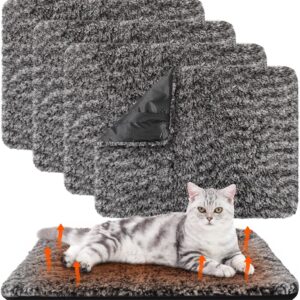 Photect 4 Pack Self Warming Cat Bed Self Heating Dog Cat Pad 16 x 20 Inch Extra Warm Thermal Cat Pad Washable Pet Kennel Pad Crate Bed Mat Removable Cover Non Slip Bottom for Indoor Outdoor Pets