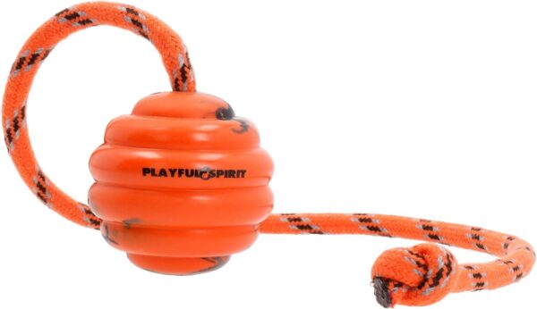 PlayfulSpirit Durable Natural Rubber Ball on a Rope - Perfect Dog Training, Exercise and Reward Tool - Medium Size Dog Toy for Fetch, Catch, Throw and Tug War Plays – Happy Playtime Guaranteed