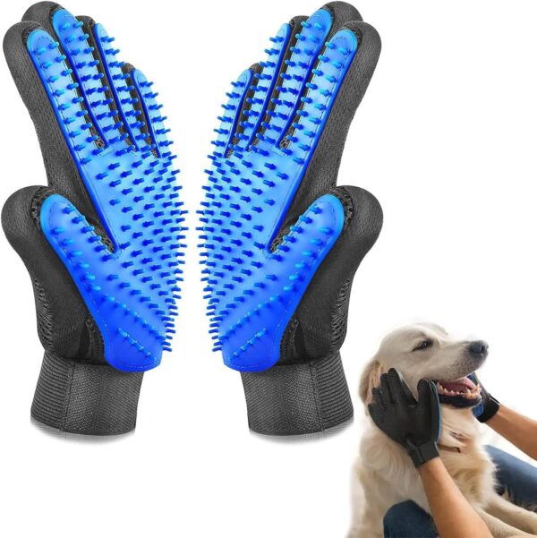 QUALDESN 2 Pcs Cat Grooming Glove, Pet Dog Cat Brush Glove, Gentle Deshedding Brush Glove, Premium Glove for Easy, Mess-free Grooming with 180 Tips, for Dogs,Cats,Rabbits,Horses with Long/Short Fur