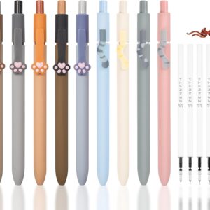 RETON 9PCS Cute Cat Ballpoint Pen, Gel Ink Retractable Pens, 0.5mm Black Ink Kawaii Writing Pens, Fine Point Neutral Pens for Cat Lovers Women Office School Supplies, with 5pcs Pen Refills