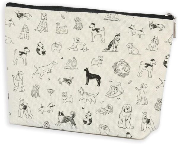 Reusable Cute Dogs Makeup Bag Dog Lovers Gifts Dog Moms Gifts Cosmetic Bag for Birthday Christmas Novelty Puppy Travel Zipper Pouch Bag Accessories for Teen Girls Women Daughter Sister Pet Owner,