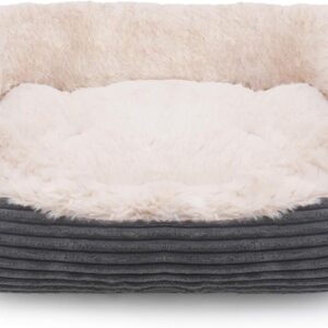 Rosewood Grey Jumbo Cord/Plush Oval Dog Bed, Large