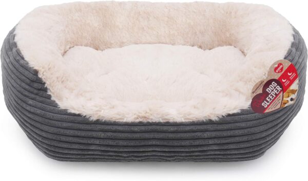 Rosewood Grey Jumbo Cord/Plush Oval Dog Bed, Large