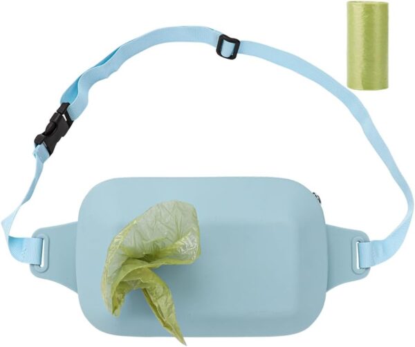 Silicone Dog Treat Training Pouch,Fanny Pack,Cross-Body Bag,Built-In Poop Bag Dispenser,The Perfect Accessory for Dog Training,Food Grade Silicone,Safe and Reliable,Easy to Clean. (Light blue)