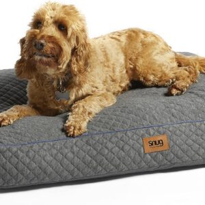 Snug Large Dog Bed - Super Soft and Comfortable Cat Dog Pet Bed Pillow Mattress with Non-Slip Base and Removable Cover - Machine Washable - Large - 90cm x 60 cm x11cm, Grey