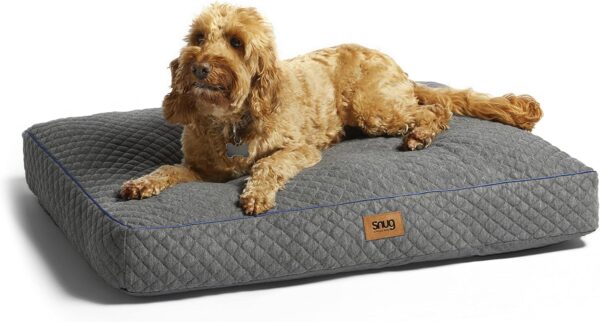 Snug Large Dog Bed - Super Soft and Comfortable Cat Dog Pet Bed Pillow Mattress with Non-Slip Base and Removable Cover - Machine Washable - Large - 90cm x 60 cm x11cm, Grey