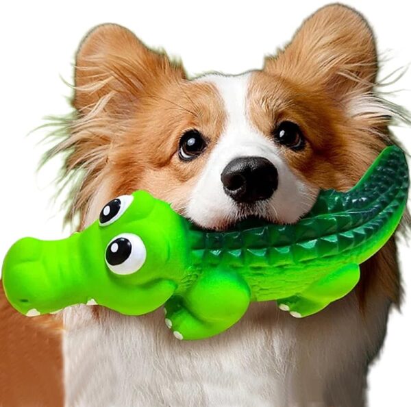 Speedy Panther Squeaky Dog Toys, Rubber Crocodile Indestructible Dog Toys for Small Medium Large Dogs, Puppy Chew Toys, Dog Birthday Present