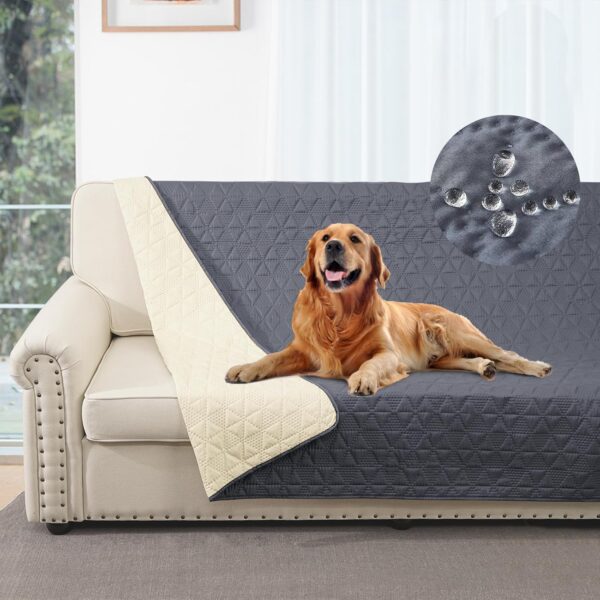 Taiyang 100% Waterproof Couch Sofa Cover for Dogs, Dog Bed Cover Protector, Pet Blanket Sofa Couch Furniture Protector for Kids Children Dog Cat (Grey, 132-208 cm)