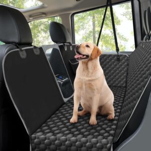 Taygeer Dog Car Seat Cover, Dog Car Hammock with Mesh Window and Side Flaps Rear Car Seat Cover for Dogs, Washable Waterproof Non slip Pet SUV Car Seat Protector Cover for Travel, Black