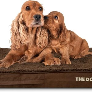 The Dog’s Bed Orthopaedic Dog Bed Large Brown Plush 101x64x10cm, Waterproof Memory Foam Dog Bed