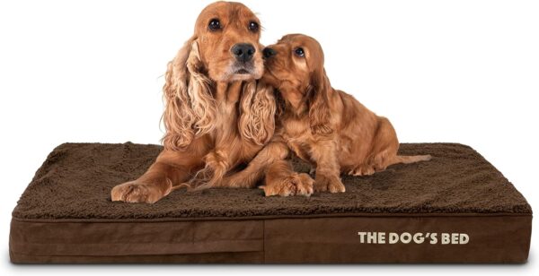 The Dog’s Bed Orthopaedic Dog Bed Large Brown Plush 101x64x10cm, Waterproof Memory Foam Dog Bed