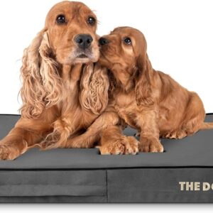 The Dog’s Bed Orthopaedic Dog Bed Large Grey with Black Piping 101x64x10cm, Waterproof Memory Foam Dog Bed