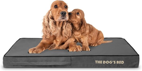 The Dog’s Bed Orthopaedic Dog Bed Large Grey with Black Piping 101x64x10cm, Waterproof Memory Foam Dog Bed