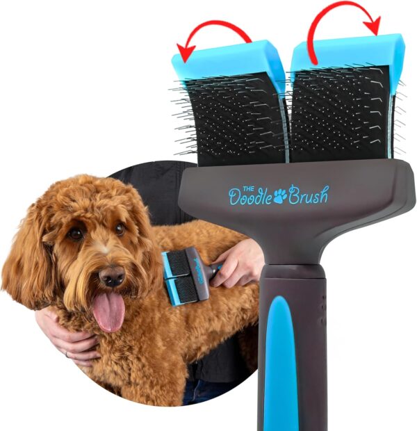 The Doodle Brush Poodle Brushes For Grooming - Dog Slicker Brush, Puppy Grooming Brush - Slicker Dog Brush For Cockapoo, Labradoodle & Goldendoodle - Poodle Dog Brush, Dog Grooming Brush (Double Head)