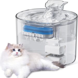 The Fellie Cat Water Fountain, 2.2L Cat Water Fountain for Drinking, Triple Layer Filtration, Super Silent Water Dispenser, Faucet Cat Drinking Fountain, Suitable for Cats and Dogs