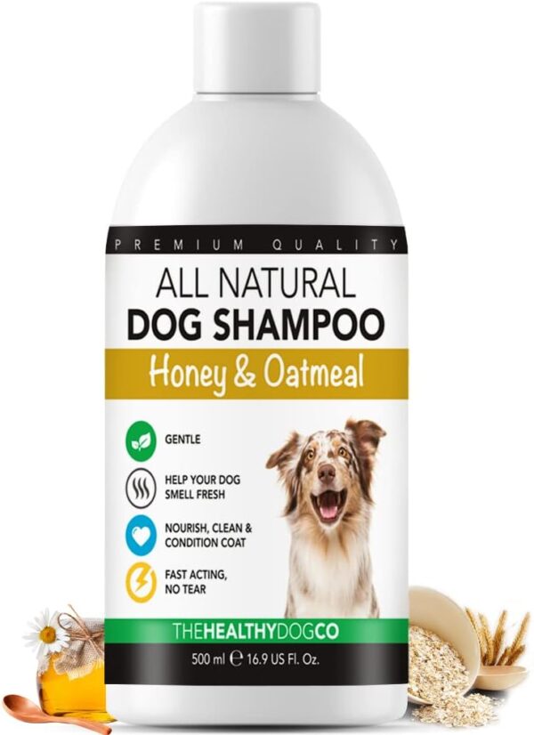 The Healthy Dog Co - All-Natural Dog Shampoo and Conditioner - Honey and Oatmeal Dog Shampoo for Smelly Dogs - Nourishing Dog Shampoo for Sensitive Skin - Puppy Shampoo and Dog Conditioner- 500ml