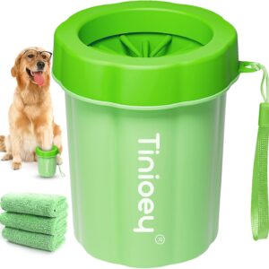 Tinioey Dog Paw Cleaner for Dogs Medium | Paw Washers for Dogs | Dog Paw Washer Pet Foot Cleaner | Paw Care & Dog Washing Equipment | Dog Accessories to Clean Dogs Paws (with 3 Absorbent Towels)