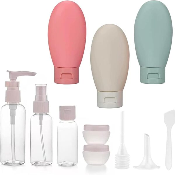 Travel Bottles for Toiletries, 11 PCS Portable and Multifunctional Travel Bottle Set, Leak Proof Refillable Squeezable Containers for Shampoo, Cosmetic, Toiletries