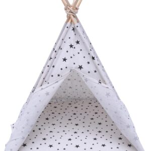 UKCOCO Pet House Pet Bed Teepee Dog Pet Teepee Dog Tents Portable Dog Teepee Cat Bed with Dog Bed Pet for Dogs and Cats 43 x 43 x 53 cm Dog Teepee with Portable Breathable