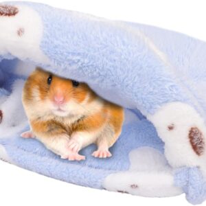 UKTYUAS Guinea Pig House Bed Hamster Bed Winter Warm Pet Bed Collection small pet bed accessories, Washable Small Pet Animals Cave Bed-Blue